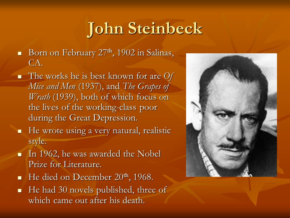 Influences of the great depression on the work of john steinbeck